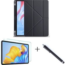 Mey İthalat Constraın - Huawei Honor Pad X9 11.5 Inç ile Uyumlu Kalem Bölmeli Standlı Kılıf Nano Ekran Koruyucu Kalem - Siyah