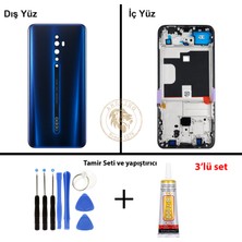 Arsking Oppo Kasa Reno Z2 Kasa Mavi Reno Z2 Kasa Mavi Yapıştırıcı B-7000 Yapıştırıcı Vida Seti Arka Kapak Arka Cam Batarya Kapağı Lazer Kesim Kapak Pil Kapağı Back Cover