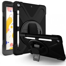 Mey İthalat Apple iPad 8. Nesil 10.2 ile Uyumlu Kılıf Defender Askılı Zırhlı Tank Case A2270 A2428 A2429 A2430 Siyah
