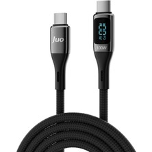 Mey İthalat Juo 100W 5A Qc4.0 Dijital LED Ekranlı E-Mark Çipli USB Pd Type-C Hızlı Şarj ve Data Kablosu 1 Metre