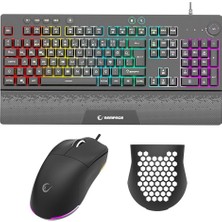 Mey İthalat Rampage Eclipse Siyah USB Rgb Aydınlatmalı Q Gaming 4 Tuş Makrolu Oyuncu Klavye Mouse Set