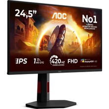 Mey İthalat Aoc 25G4KUR 24.5" 420Hz(OC) 1ms HDMI Dp Adaptivesync HDR400 Pivot Fhd Fast IPS Gaming Monitör