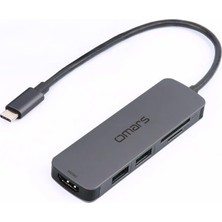 Mey İthalat Omars 5 Port Type-C 4K HDMI Video Transferi 5gbps USB 3.1 Sd/tf Kart Uyumlu Hub Çoklayıcı Adaptör