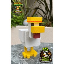 Almalions Minecraft Temalı Tavuk Figürü 15 cm - Tavuk Oyuncak - Anahtarlık Hediye
