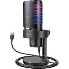 Mey İthalat Fifine A9 USB Rgb LED Işıklı Masaüstü Mikrofon, Siyah