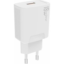 Mey İthalat Pdateknoloyi 18W 3.0A Hızlı Şarj Adaptörü Tek Başlık Beyaz KDR-40B (Yerli Üretim)