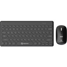 Mey İthalat Gravion KM-BT37 Kablosuz Klavye Mouse Seti, Bluetooth + USB Dongle 2.4g, 78 Tuş Kompakt, Türkçe Q, Pc Tv Laptop Tablet Telefon Uyumlu, Siyah