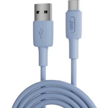 Mey İthalat Juo 66W Usb-A To USB Type-C Silikon Hızlı Şarj ve Data Kablosu Mavi 1 Metre