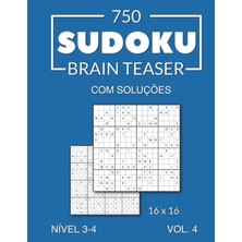 Mey İthalat 750 Sudoku Brain Teaser 16X16 Com Soluções Nível 3-4 Vol. 4