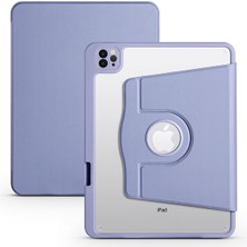 Mey İthalat Zore Apple ile Uyumlu iPad Air 11 2025 M3 Kılıf Zore Termik Kalem Bölmeli Dönebilen Standlı Kılıf Lavendery Gray