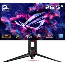 Mey İthalat Asus Rog Swift PG27AQDP 26.5 OLED Gaming 2k Freesync Premium 2560X1440 0.03MS 480hz Dp HDMI USB Vesa Hdr 400 Siyah, 99% Dcı-P3, 10BIT Monitör