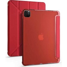 Mey İthalat Zore Apple ile Uyumlu iPad Pro 11 2020 (2.nesil) Kılıf Tri Folding Kalem Bölmeli Standlı Kılıf Kırmızı