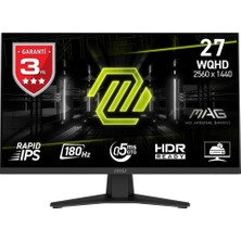 Mey İthalat Msı 27" Mag 274QF, Gaming Monitör, Wqhd, 16:9, Flat, Rapid Ips, 180Hz, 0.5ms (Min.), Adaptive-Sync