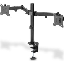 Mey İthalat Dıgıtus Monitör Tutucusu - Masa Kelepçesi - 2 Monitör - 32 Inçe Kadar - 3x 8 Kg'a Kadar - Vesa 75X75, 100X100 - Siyah
