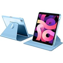 Mey İthalat Apple iPad 7. Nesil 10.2 ile Uyumlu Kılıf Şeffaf Dönebilen Kalem Bölmeli A2197 A2198 A2200 Mavi Açık