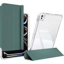 Mey İthalat Zore ​​apple ile Uyumlu iPad Pro 13 2024 Kılıf Magnetik Ayrılabilen Airbagli Sliding Tablet Kılıfı Koyu Yeşil