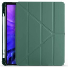 Mey İthalat Constraın - Galaxy Tab S6 Lite P610 ile Uyumlu Standlı Kalem Bölmeli Tri Folding Tablet Kılıfı Koyu Yeşil