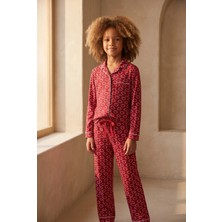 Bony Socks Kız Çocuk Dear Santa Kalpli Pijama Takımı Kırmızı