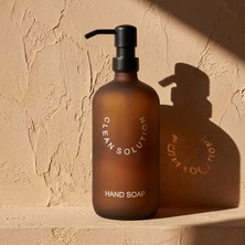 Mey İthalat 500 ml Amber Cam Sıvı Sabunluk - Siyah Mat Pompalı, Buzlu Cam Şık Tasarım, Banyo ve Mutfak Için Dekoratif Sabun Şişesi