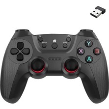 Mey İthalat Coverzone 2.4g Kablosuz Oyun Kolu Pc Uyumlu Pilli Joystick Wireless Gamepad Hassas Trigger Kaymaz Tasarım G2.4g (Siyah)