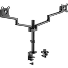 Mey İthalat Voltix Çift Kol Monitör Tutucu 17" - 32" Ekranlar Için, 8kg Taşıma Kapasiteli, Vesa Uyumlu, Eğilebilir Döndürülebilir Kablo Kılavuzlu Ergonomik LCD LED Ekran Kolları