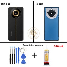 Arsking Oppo Kapak Vida Seti + Yapıştırıcı Realme 11 Pro Plus Siyah Yapıştırıcı B-7000 Yapıştırıcı Vida Seti Arka Kapak Arka Cam Batarya Kapağı Lazer Kesim Kapak Pil Kapağı Back Cover