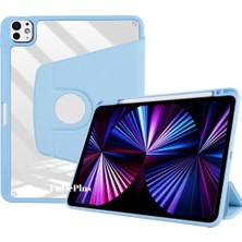 Mey İthalat Apple iPad Pro 12.9 4. 3. Nesil ile Uyumlu Kılıf Termik Kalem Bölmeli Dönebilen Standlı Case A2229-32-33 A20-69 A1895-76 A1983 Mavi Açık