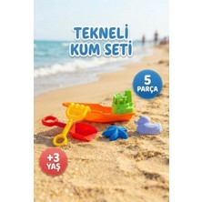 Farbu Oyuncak 5 Parça Eğlenceli Havuz ve Plaj Oyuncağı - Kürek Tırmık ve Kum Kalıplı Tekneli Kum Seti