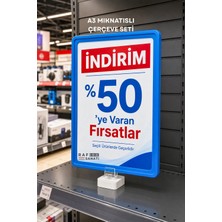 Raf Sanatı A3 Mavi Güçlü Mıknatıslı Fiyatlık Etiketlik – Dikey Yatay Afiş Etiketi Çerçevesi Mavi