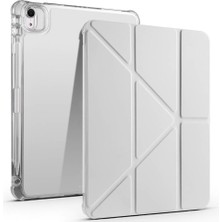 Mey İthalat Zore Apple ile Uyumlu iPad Air 11 2025 M3 Kılıf Zore Tri Folding Kalem Bölmeli Standlı Kılıf Gri
