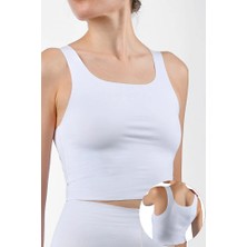 Bolero Dikişsiz Görünmez Pima Pamuk Crop Beyaz