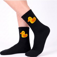 Neşeli Çoraplar Siyah Ördek Aksesuarlı Unisex Çorap