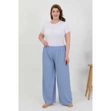 Çamaşır Kenti Moda Kadın Büyük Beden Bürümcük Pantolon  Mavi Beruflic
