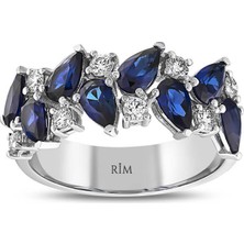 Rim Pırlanta 2.10 Karat Laboratuvar Pırlanta Safir Fantezi Yüzük - Hrd Sertifikalı