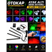 Otokap Universal Ayak Altı LED 12 Ledli Lamba Sese Duyarlı Müziğe Duyarlı Rgb Ambiyans Aydınlatma Araç Içi Dekoratif LED Universal Tüm Araçlara Uyumlu