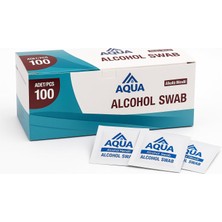 Mey İthalat Aqua Alkollü Islak Mendil 100 Adet Paket Steril Temizlik Mendili, Alkollu Swap