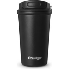 Mey İthalat 4 Work Flip Open Coffee Mug Çelik Termos 400 ml Black ST-250