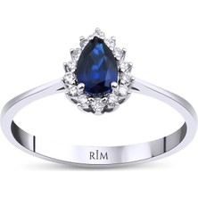 Rim Pırlanta 0.70 Karat Laboratuvar Pırlanta Safir Yüzük - Hrd Sertifikalı