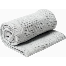 Lulujo Gri %100 Pamuk Hücresel Dokulu Bebek Battaniyesi 100 × 80 cm
