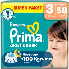 Mey İthalat Prima Aktif Bebek Süper Paket 3 Beden 58 Adet