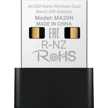 Mey İthalat Mercusys MA20N, AC650 Mbps Kablosuz Dual-Band Nano USB Adaptör