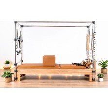 Combo Cadillac Reformer Premium Seri Taba Şarjörlü Sistem 8 Kademe Krom 1. Sınıf Kayın Ağacı