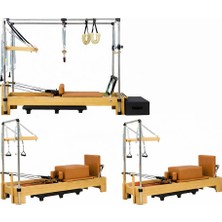 Combo Cadillac ve 2 Adet Tower Reformer Stüdyo Paket Taba Renk Premium Seri Şarjörlü Sistem 8 Kademe