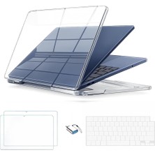 Mey İthalat Undeplus Macbook Neo 13INÇ A18 Pro A3404 ile Uyumlu Kılıf +2ADET Ekran Koruyucu +Otg +Klavye Koruyucu Şeffaf-Beyaz