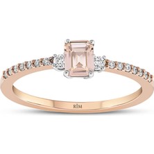 Rim Pırlanta 0.55 Karat Laboratuvar Pırlanta Morganite Yüzük - Hrd Sertifikalı