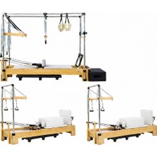 Combo Cadillac ve 2 Adet Tower Reformer Stüdyo Paket Gri Renk Premium Seri Şarjörlü Sistem 8 Kademe