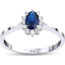 Rim Pırlanta 0.85 Karat Laboratuvar Pırlanta Safir Yüzük - Hrd Sertifikalı