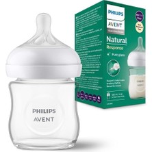 Mey İthalat Philips Avent Doğal Tepkili Cam Biberon, 120 Ml, 0 Ay+, Akıtmaz Emzik, Kolik ve Gaz Önleyici, Bpa Içermez, SCY930/01