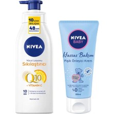 Mey İthalat Nıvea Q10 C Vitamini Sıkılaştırıcı Vücut Losyonu 400ML ve Baby Hassas Bakım Pişik Önleyici Krem 100ML