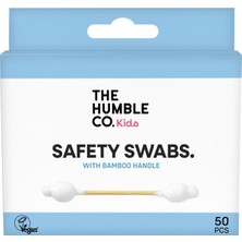 Mey İthalat The Humble Co. Cotton Swabs Kids Safety Swabs 50 Pcs Çocuklar Için Emniyetli Kulak Çubuğu Beyaz, Çevre Dostu Pamuklu Kulak Çubukları, Plastik Içermeyen Ambalaj, Doğal Renkli Pamuktan Kulak Çubukları